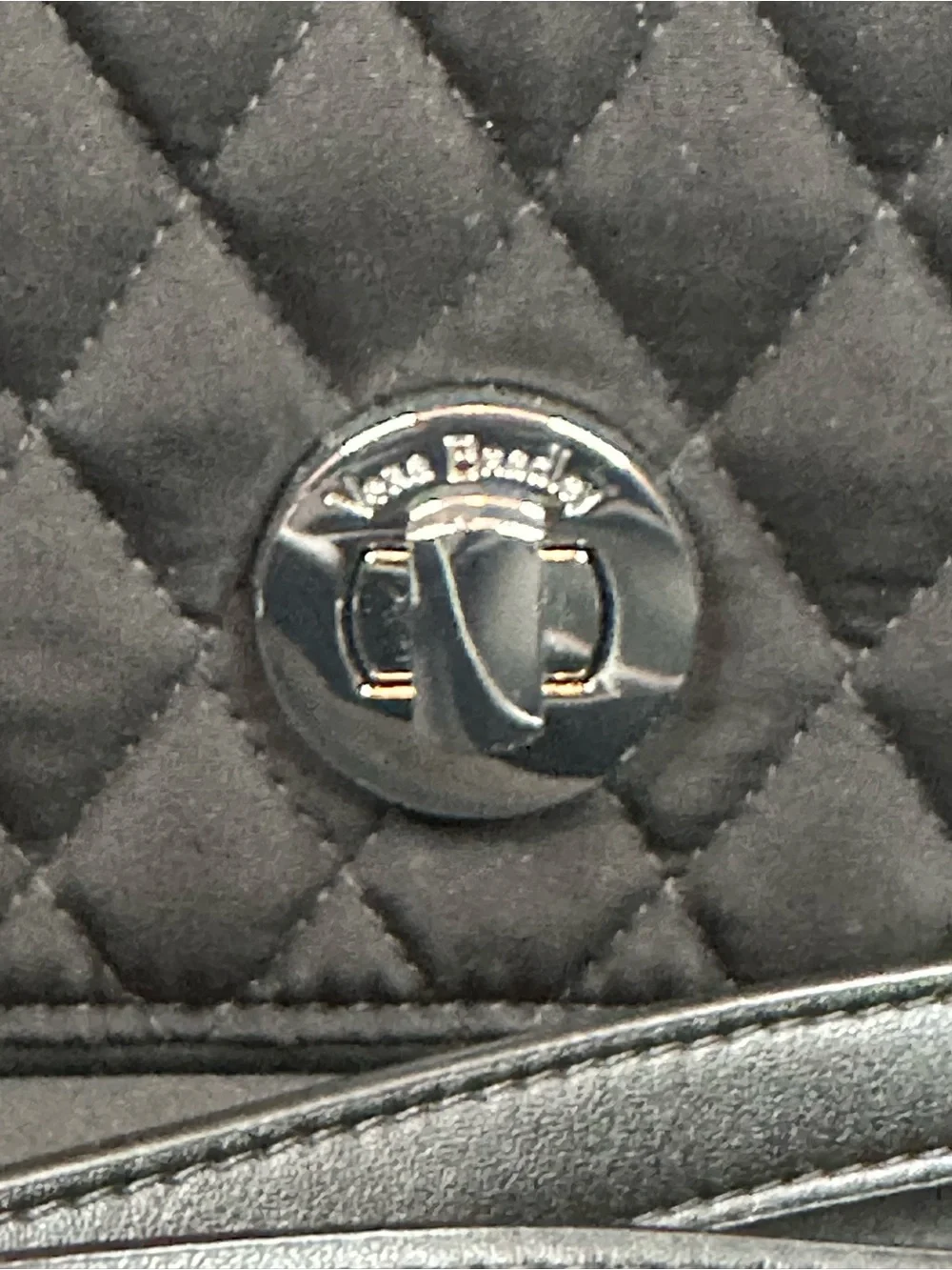 Vera Bradley Black Quilted Crossbody Bag with Logo Medallion, NWT, 9x6ins